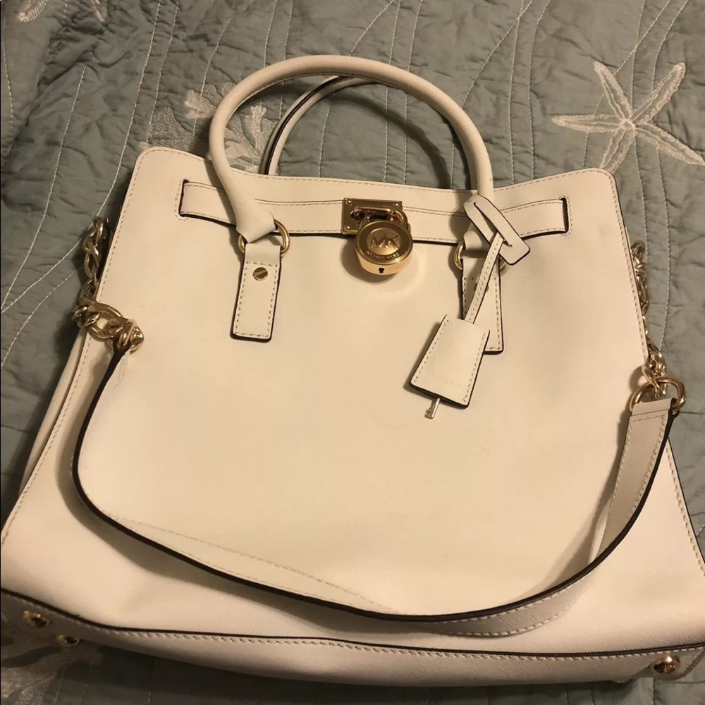Michael Kors large white leather bag